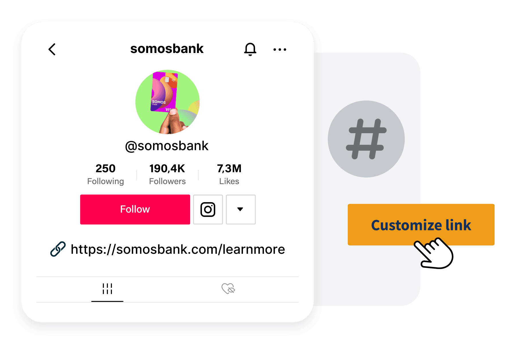 Enlace de Hootsuite en el creador de biografía con el botón "personalizar enlace"