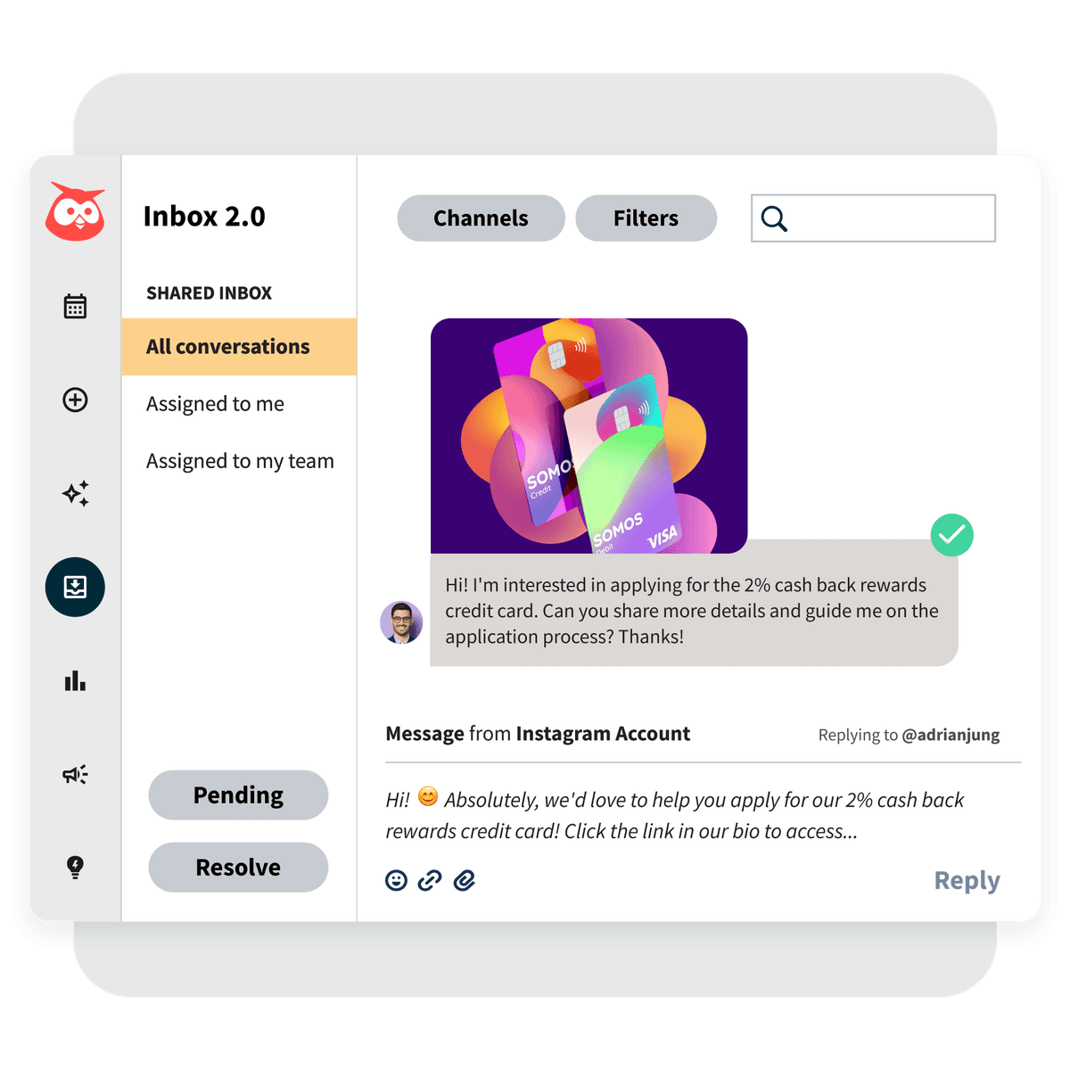 panel de control de hootsuite inbox