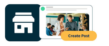 Gráfico para pequeñas y medianas empresas con texto "crear publicación"