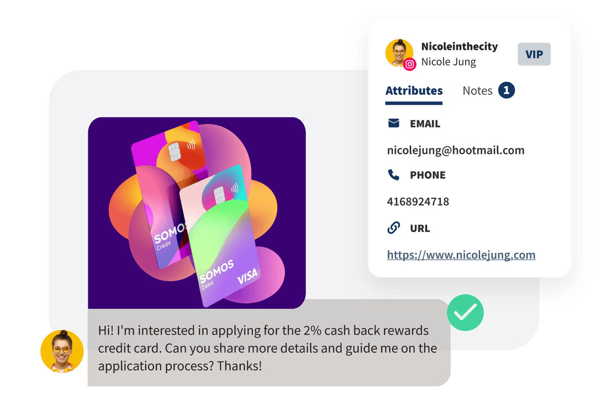 Funciones de la bandeja de entrada de Hootsuite que muestran atributos de contacto y notas