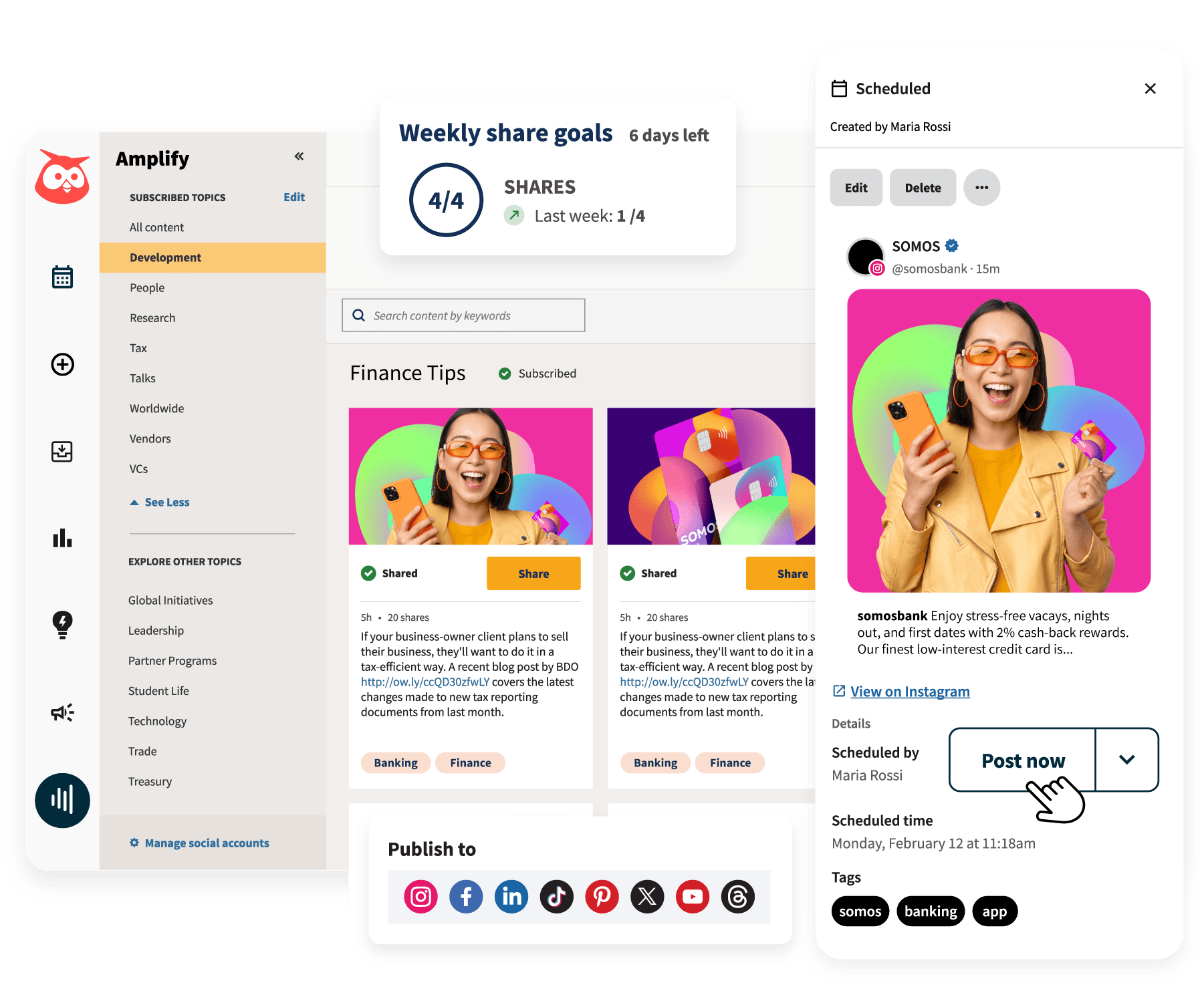 Hombre mirando el teléfono dando el visto bueno con el panel de Amplify