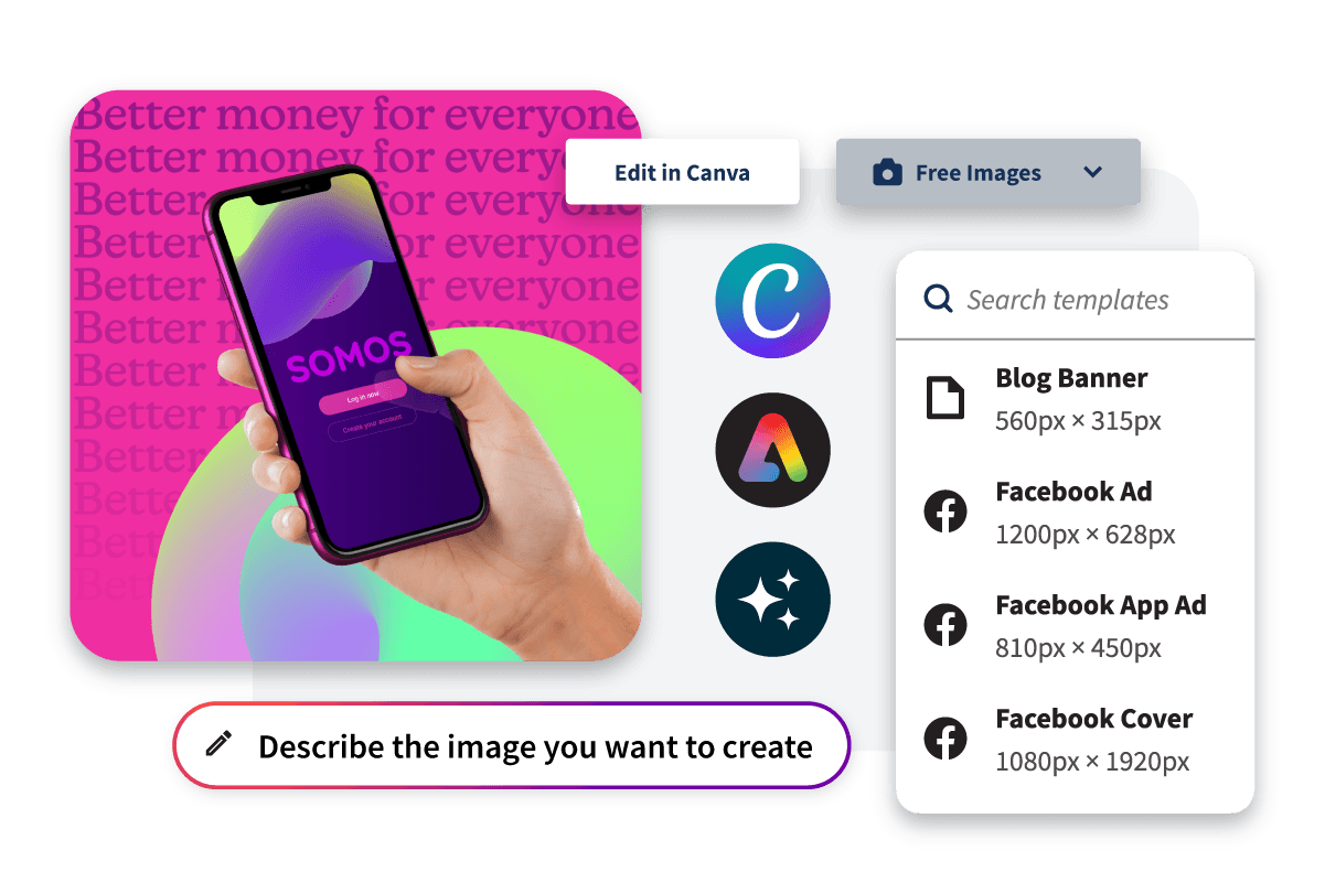 Plantillas, biblioteca multimedia y herramientas de publicación de Canva de Hootsuite
